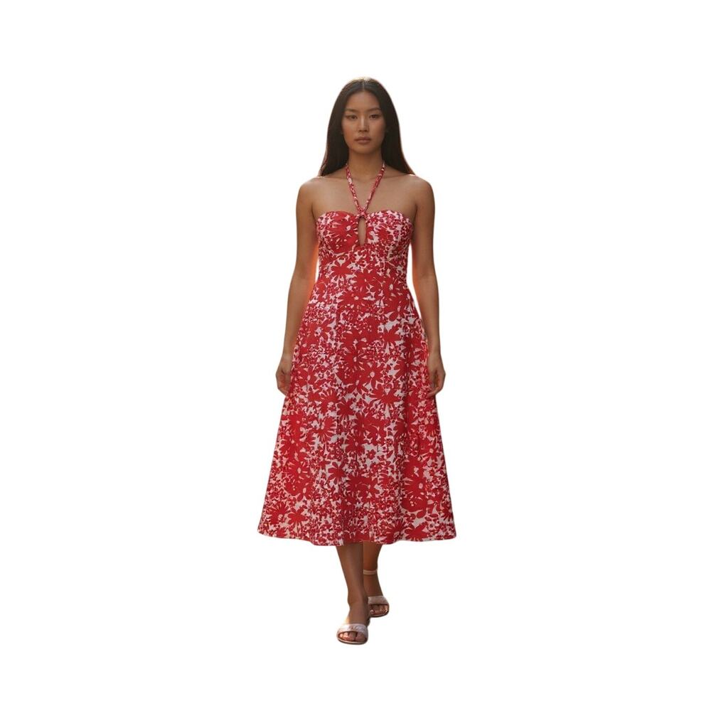Signature by Robbie Bee Halter Top Sundress Red & White Sz 12